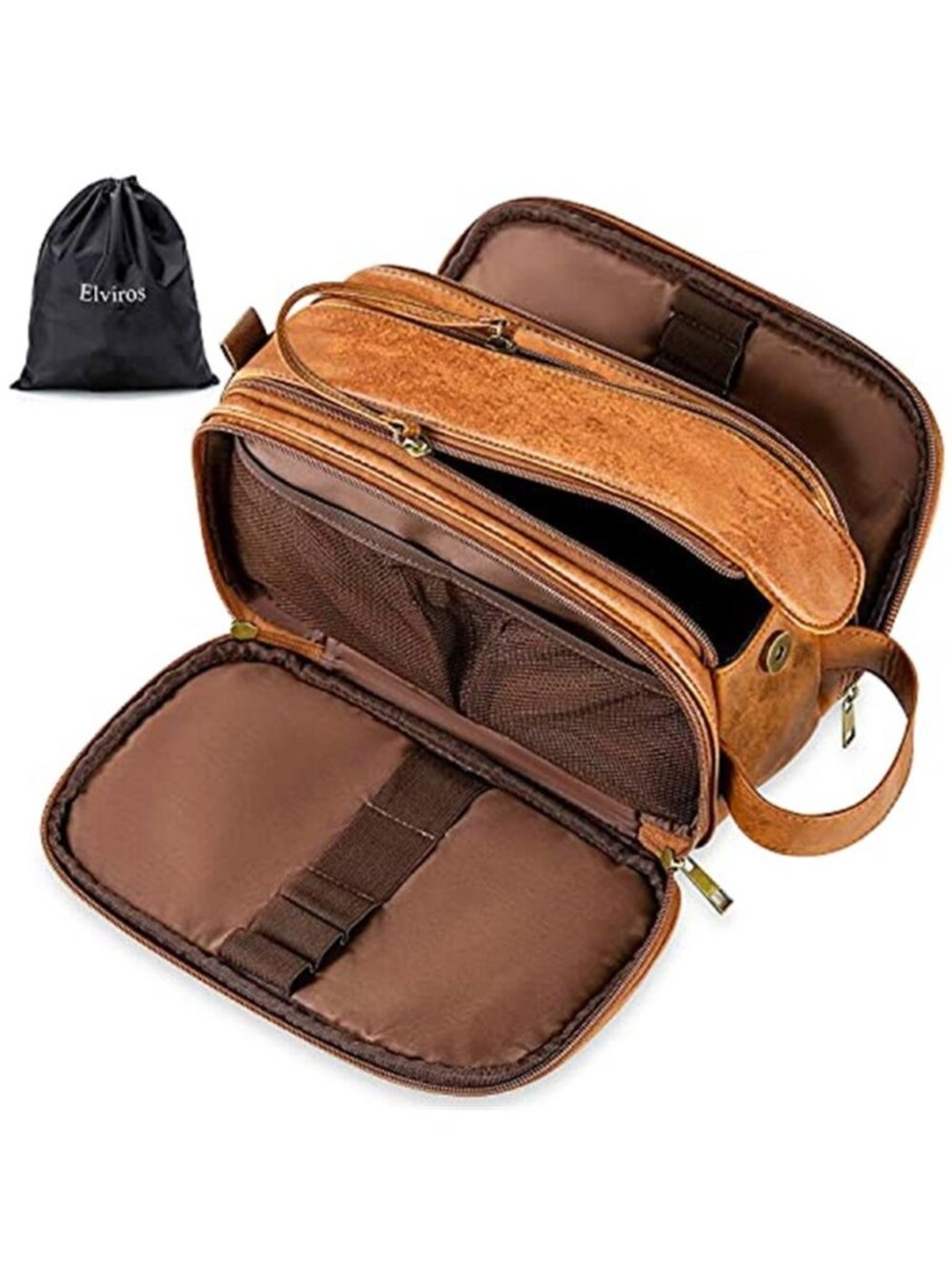 Mens Travel Toiletry Bag Water Resistant Dopp Kit Shaving Organizer Bathroom PU